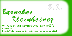 barnabas kleinheincz business card